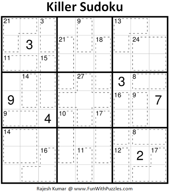 Close-up of a Killer Sudoku puzzle with highlighted cages and number sums, demonstrating advanced strategies for solving complex grids.